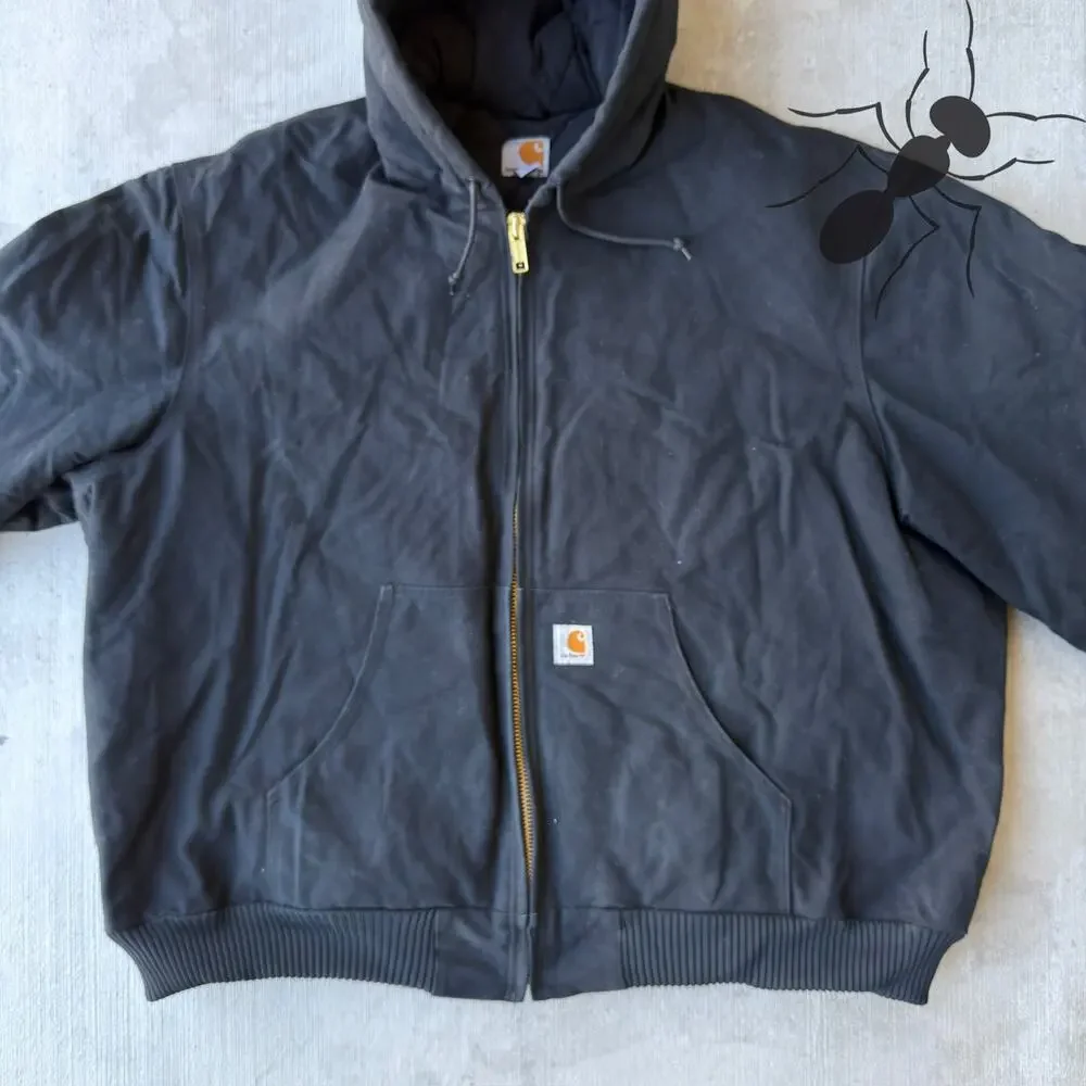 Carhartt J140 BLK black hooded work wear jacket - Picture 2 of 7